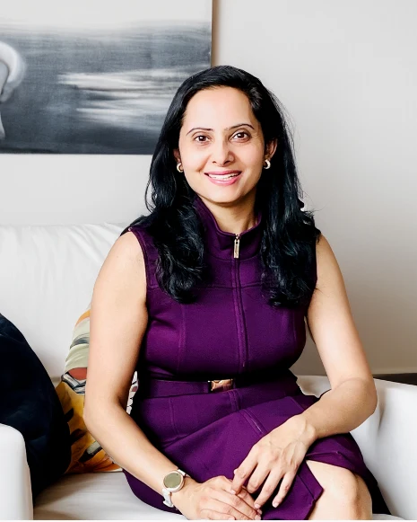 Neha, founder and principal designer of CoziZone, at home in Frisco, Texas